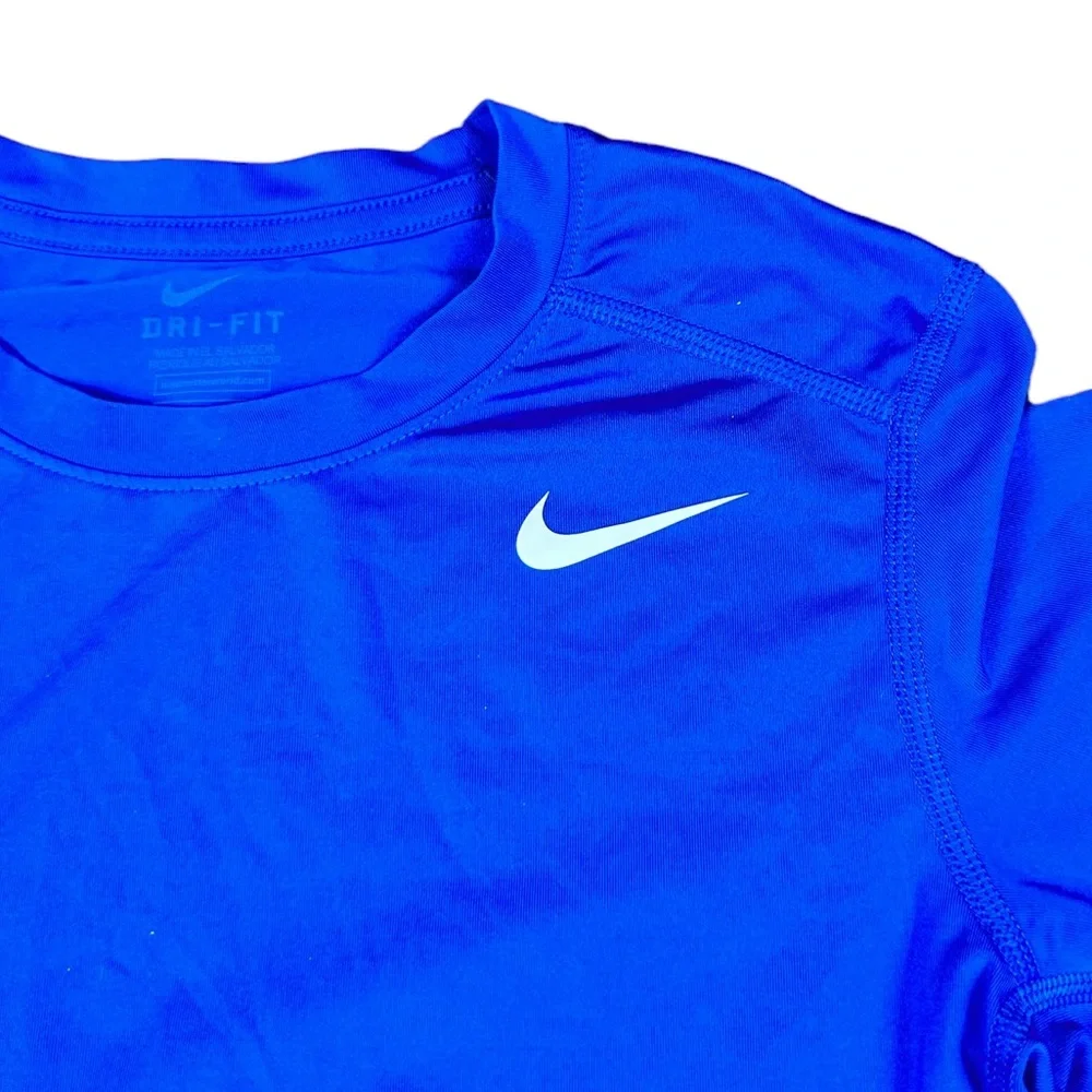 NIKE: Women’s Dri-Fit Fitted Short Sleeve Athletic Blue Top - Size Large